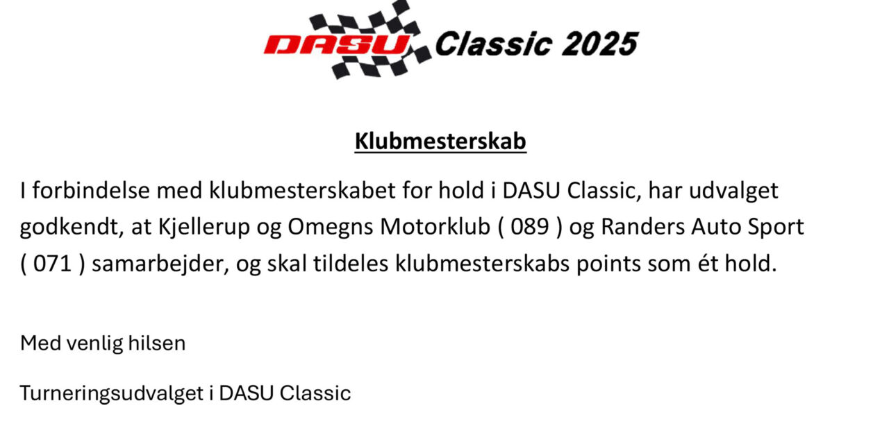 Samarbejde om klubmesterskabet i DASU Classic 2025